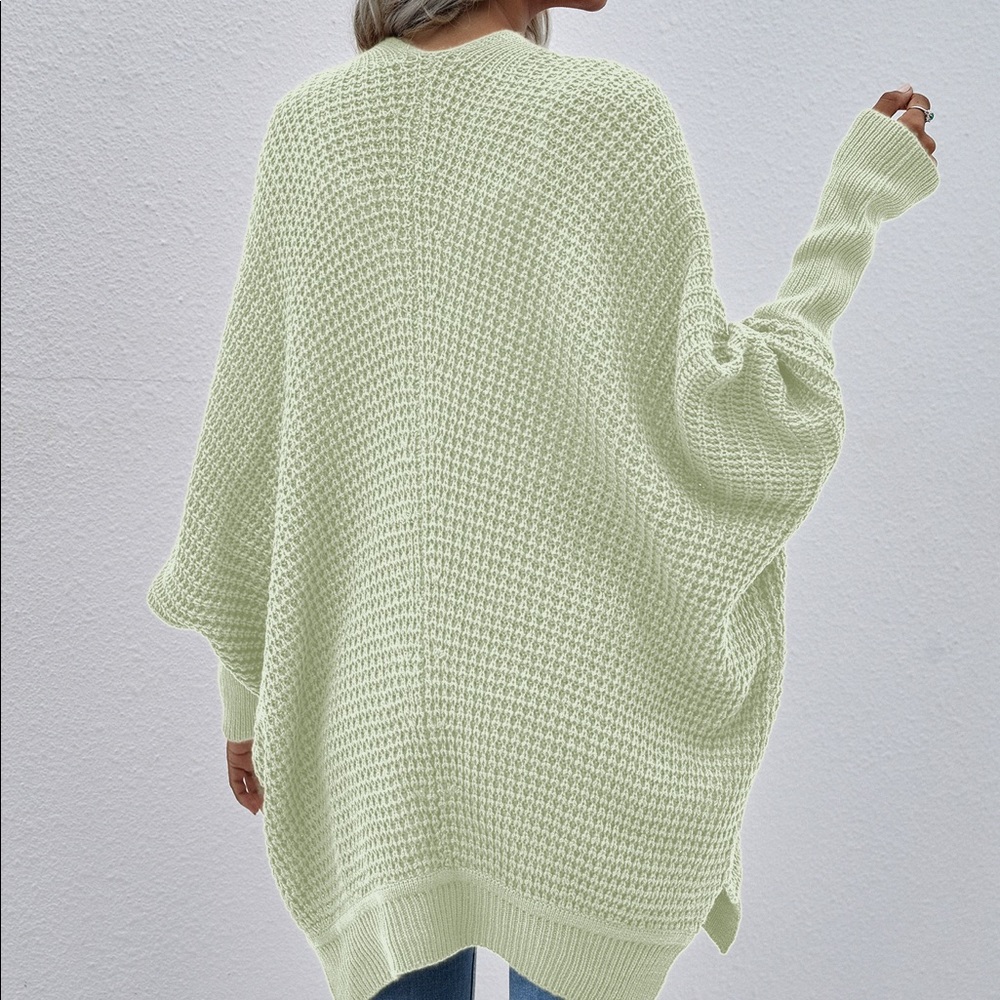 Bat Sleeves Loose Fit Cardigan Light Lime - Picture 5 of 6